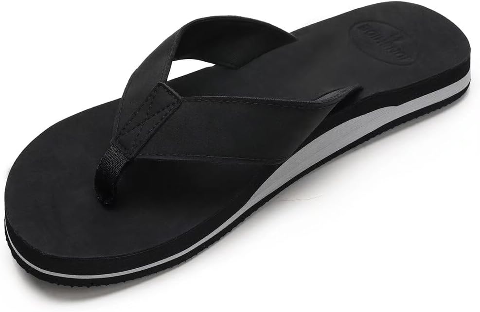 Men’s Leather Flip-Flops with Contoured Arch Support