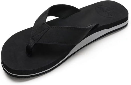 Men’s Leather Flip-Flops with Contoured Arch Support
