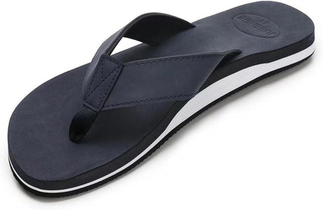 Men’s Leather Flip-Flops with Contoured Arch Support
