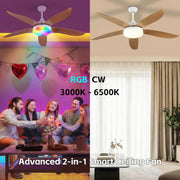52-Inch Smart RGB Ceiling Fan with 6 Speeds & Reversible DC Motor