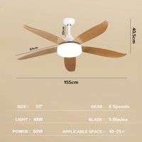 52-Inch Smart RGB Ceiling Fan with 6 Speeds & Reversible DC Motor