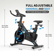 Magnetic Indoor Exercise Bike with LCD Monitor – Black