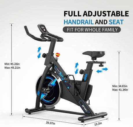 Black magnetic exercise bike side view