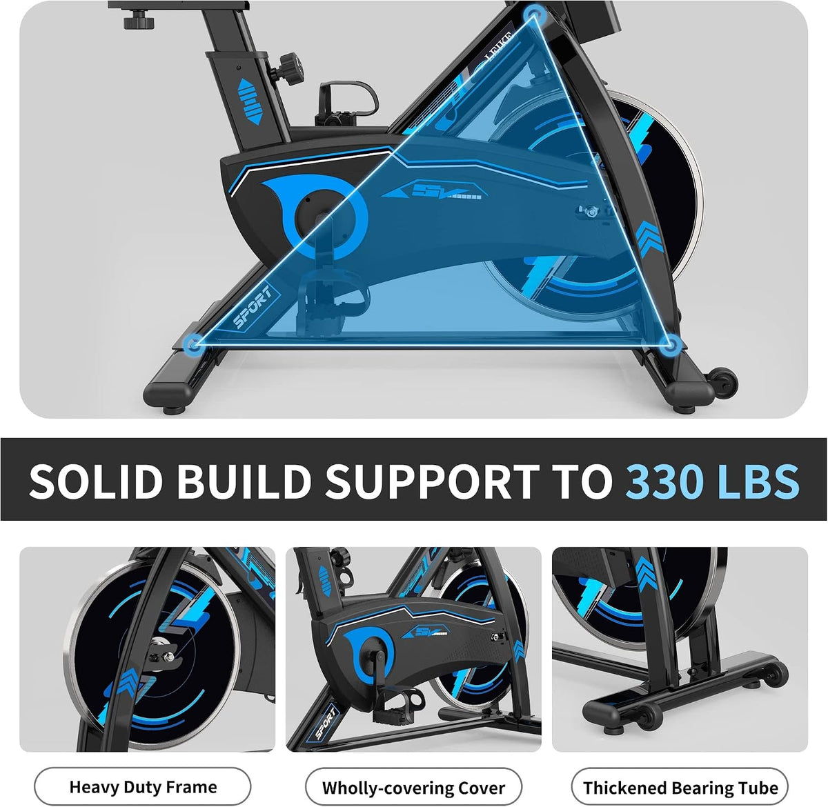 Magnetic Indoor Exercise Bike with LCD Monitor – Black