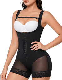 Women’s Breathable Mesh Shaping Bodysuit with Zip Crotch