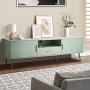 TV Cabinet Entertainment Unit 160cm with Storage Drawer, Shelf & 2 Doors – Green