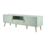 TV Cabinet Entertainment Unit 160cm with Storage Drawer, Shelf & 2 Doors – Green