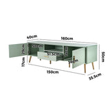 Oikiture 160cm green TV cabinet – view 8