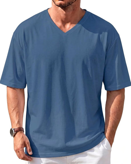 Men’s Oversized V-Neck T-Shirts – Graphic & Plain Designs