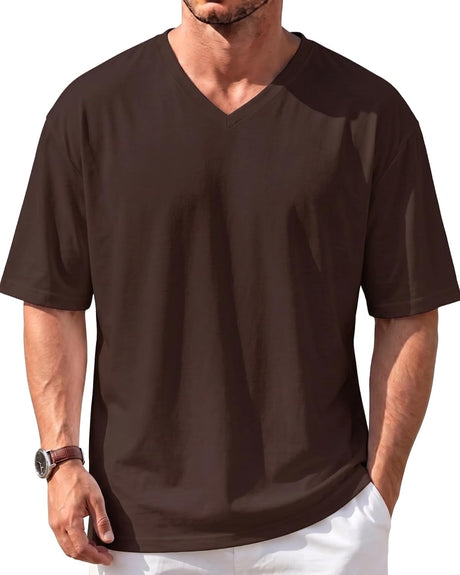 Men’s Oversized V-Neck T-Shirts – Graphic & Plain Designs