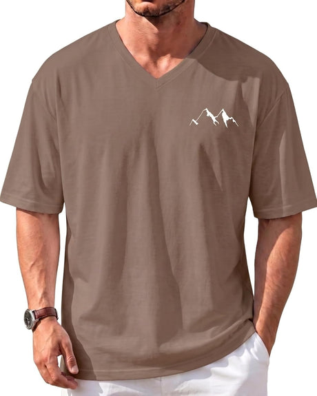 Men’s Oversized V-Neck T-Shirts – Graphic & Plain Designs