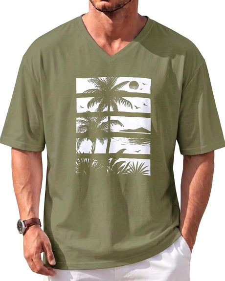 Men’s Oversized V-Neck T-Shirts – Graphic & Plain Designs