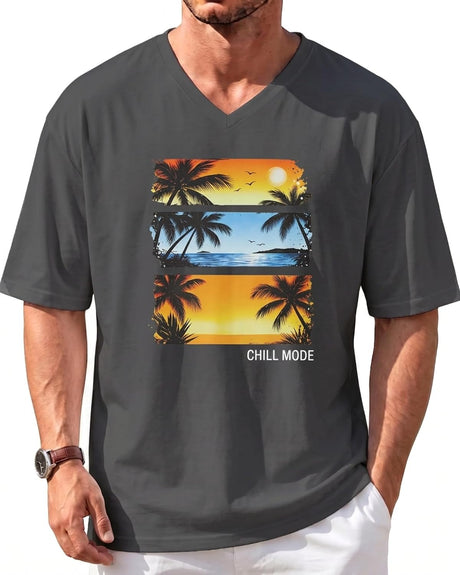 Men’s Oversized V-Neck T-Shirts – Graphic & Plain Designs
