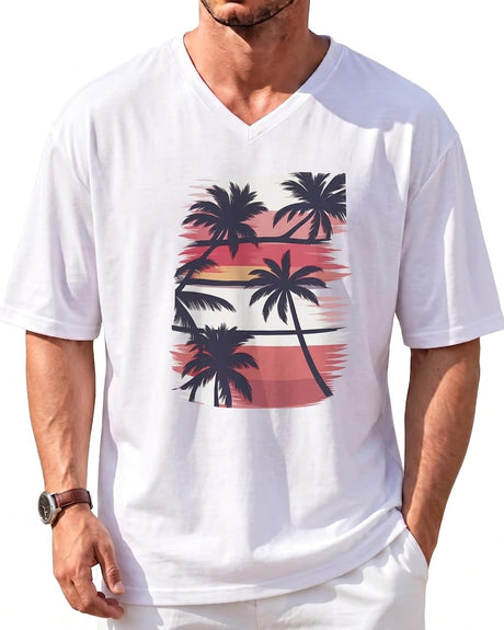 Men’s Oversized V-Neck T-Shirts – Graphic & Plain Designs