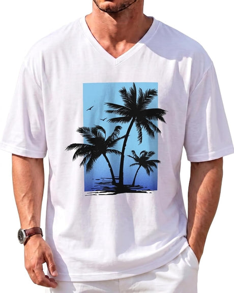 Men’s Oversized V-Neck T-Shirts – Graphic & Plain Designs