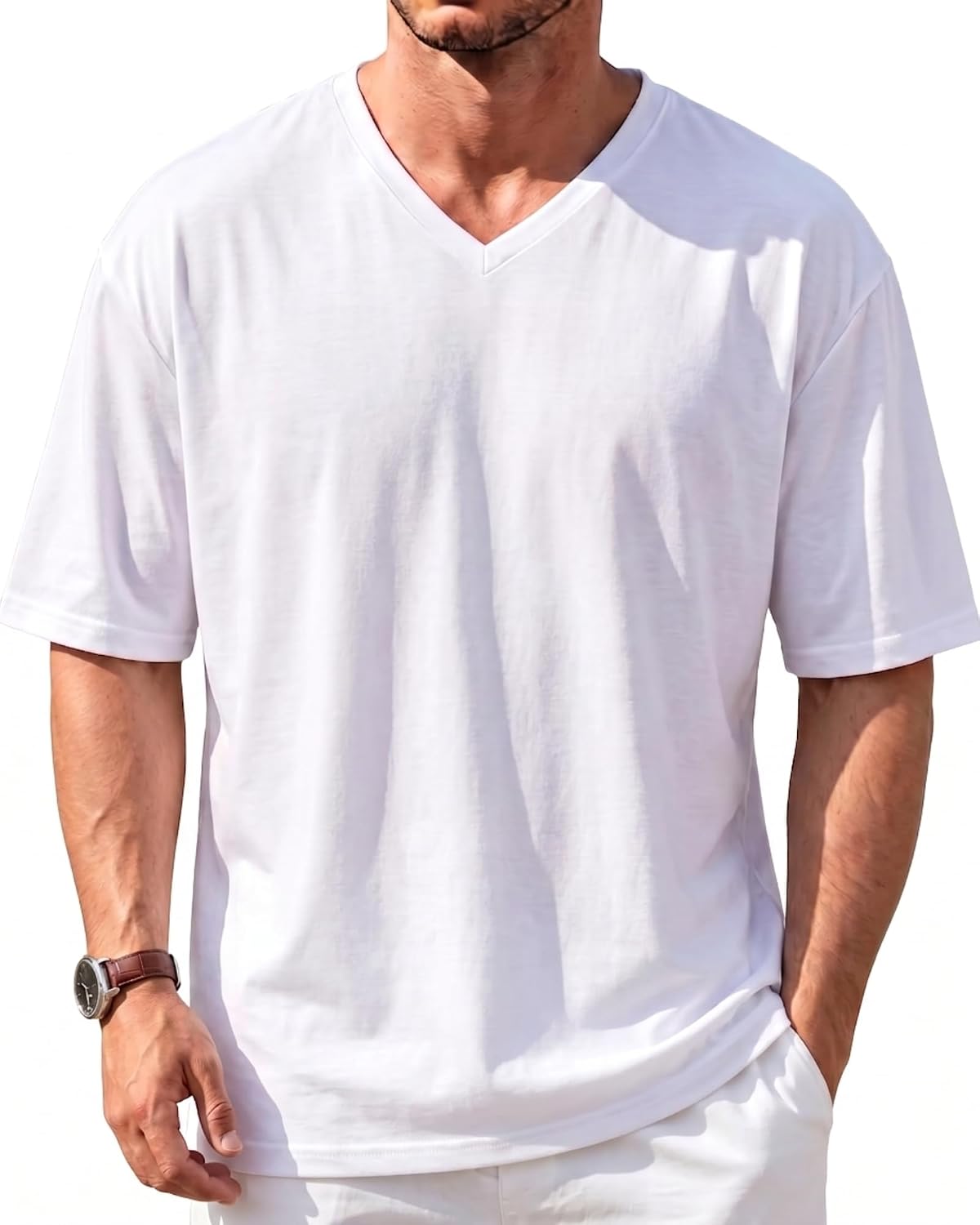 Men’s Oversized V-Neck T-Shirts – Graphic & Plain Designs