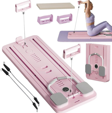 Pilates Reformer Board Pilates Machine Equipment Set Foldable 5-in-1 Multifunctional Board with Timer & Auto-Rebound Foldable Home Gym Equipment for Core Abdominal and Full Body Training - image 1