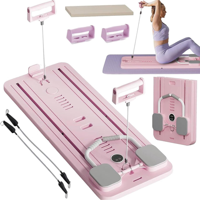 Pilates Reformer Board Pilates Machine Equipment Set Foldable 5-in-1 Multifunctional Board with Timer & Auto-Rebound Foldable Home Gym Equipment for Core Abdominal and Full Body Training - image 1