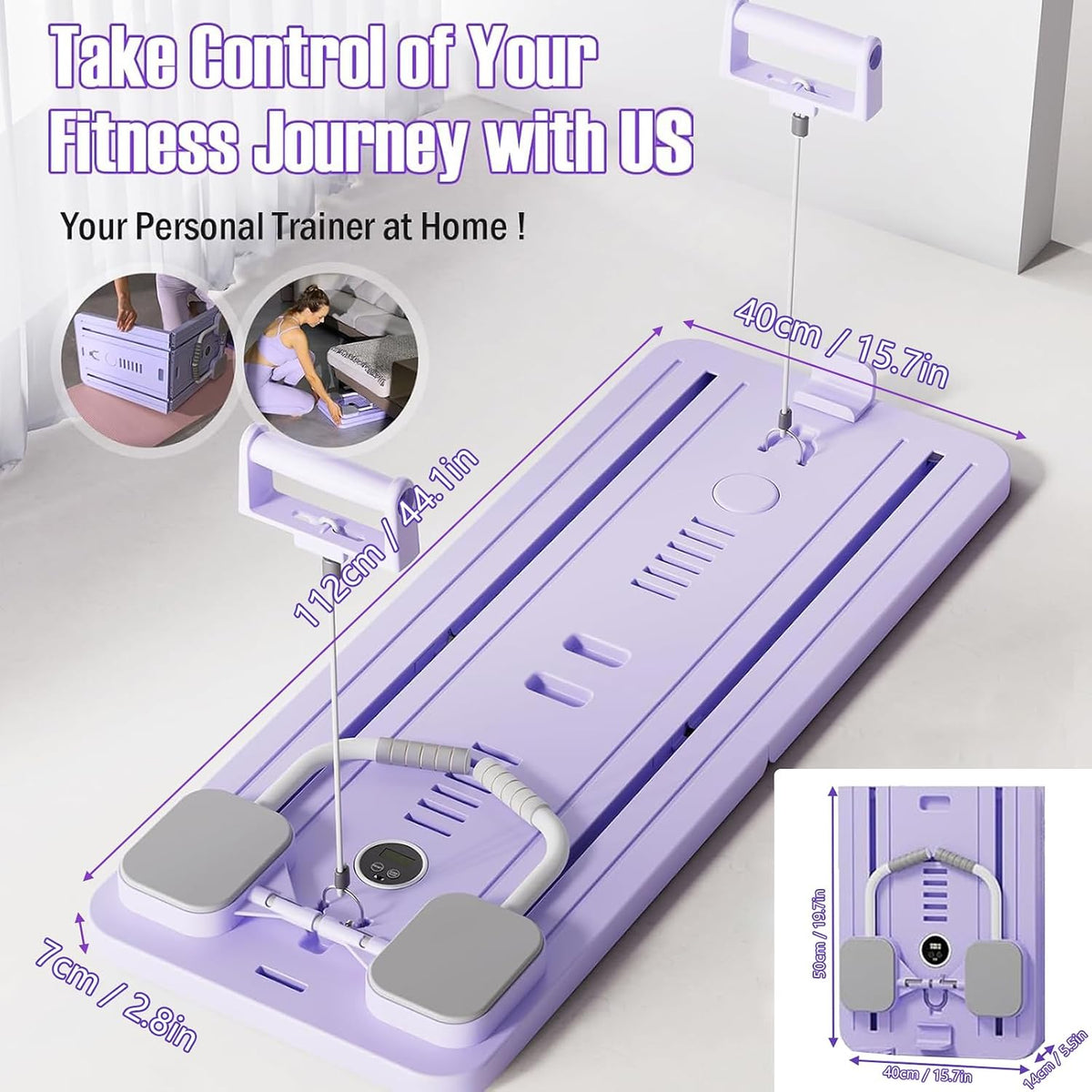 5-in-1 Foldable Pilates Reformer Board with Timer & Auto-Rebound