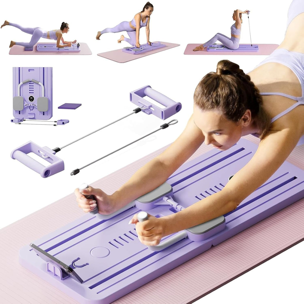 5-in-1 Foldable Pilates Reformer Board with Timer & Auto-Rebound