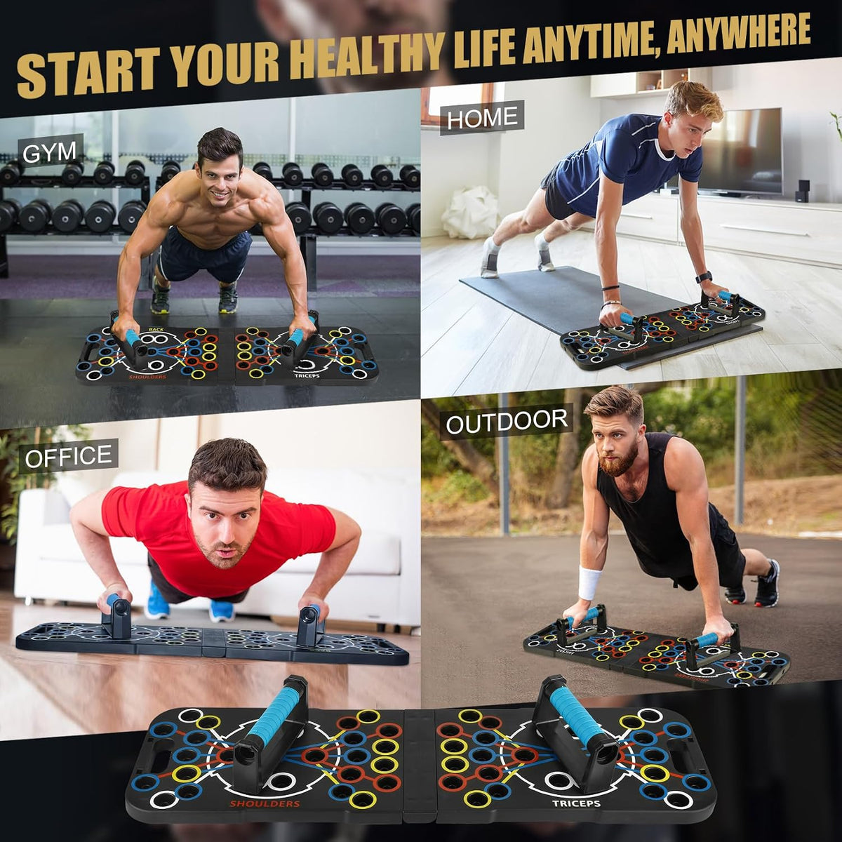 56-in-1 Foldable Push-Up Board with Adjustable Handles