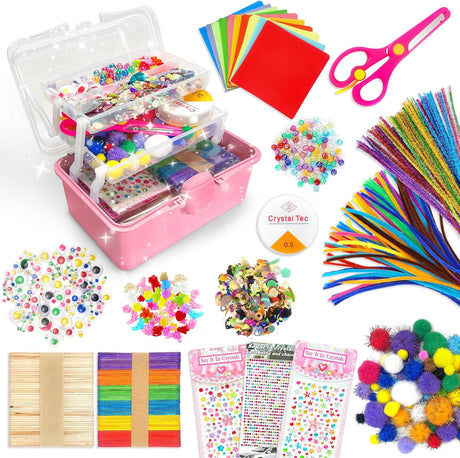 Pink 2500+ piece arts and crafts kit - image 1
