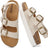 Platform Cork-Footbed Slingback Sandals with Adjustable Buckles