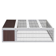 124cm Wooden Rabbit Hutch with Asphalt Roof & Outdoor Run