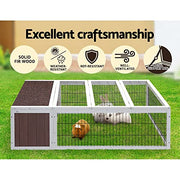124cm Wooden Rabbit Hutch with Asphalt Roof & Outdoor Run