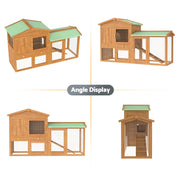 Two-Level Brown Wooden Rabbit Hutch & Chicken Coop