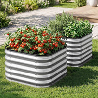 Galvanized Raised Garden Bed 2 Pack Silver - image 1