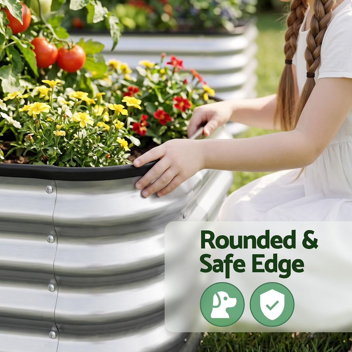 2-Pack Galvanised Raised Garden Beds – 60 × 60 × 45 cm, Silver