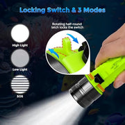 Rechargeable 1500 Lumen Scuba Diving Torch – IPX8 Waterproof, 3 Modes