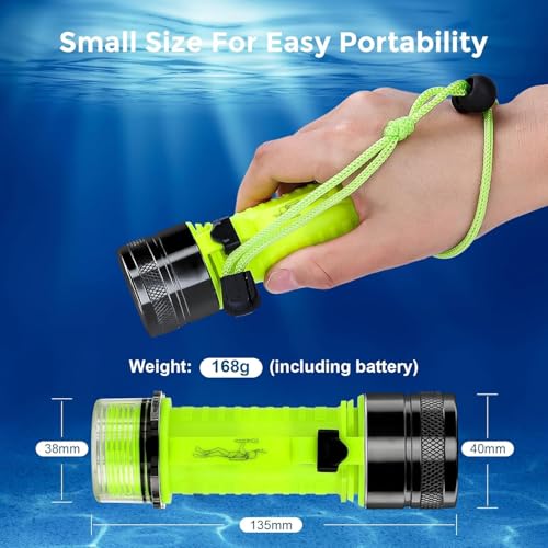 Rechargeable 1500 Lumen Scuba Diving Torch – IPX8 Waterproof, 3 Modes