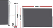 2 × 3.5 m Retractable Outdoor Privacy Screen Side Awning – Dark Grey