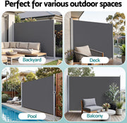 2 × 3.5 m Retractable Outdoor Privacy Screen Side Awning – Dark Grey