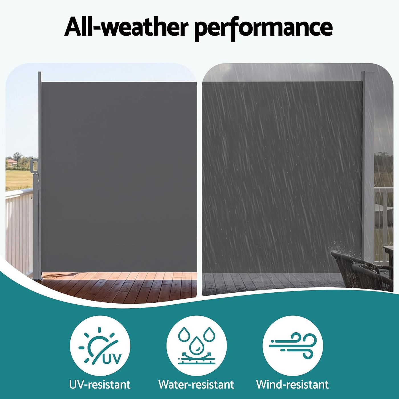 2 × 3.5 m Retractable Outdoor Privacy Screen Side Awning – Dark Grey
