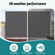 2 × 3.5 m Retractable Outdoor Privacy Screen Side Awning – Dark Grey