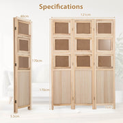 3-Panel Room Divider Folding Privacy Screens 170 CM High Hinged Space Separator
