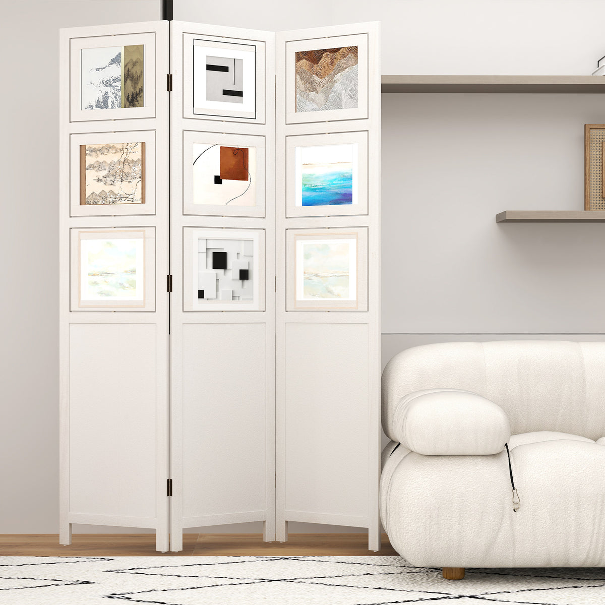 3-Panel Room Divider Folding Privacy Screens 170 CM High Hinged Space Separator