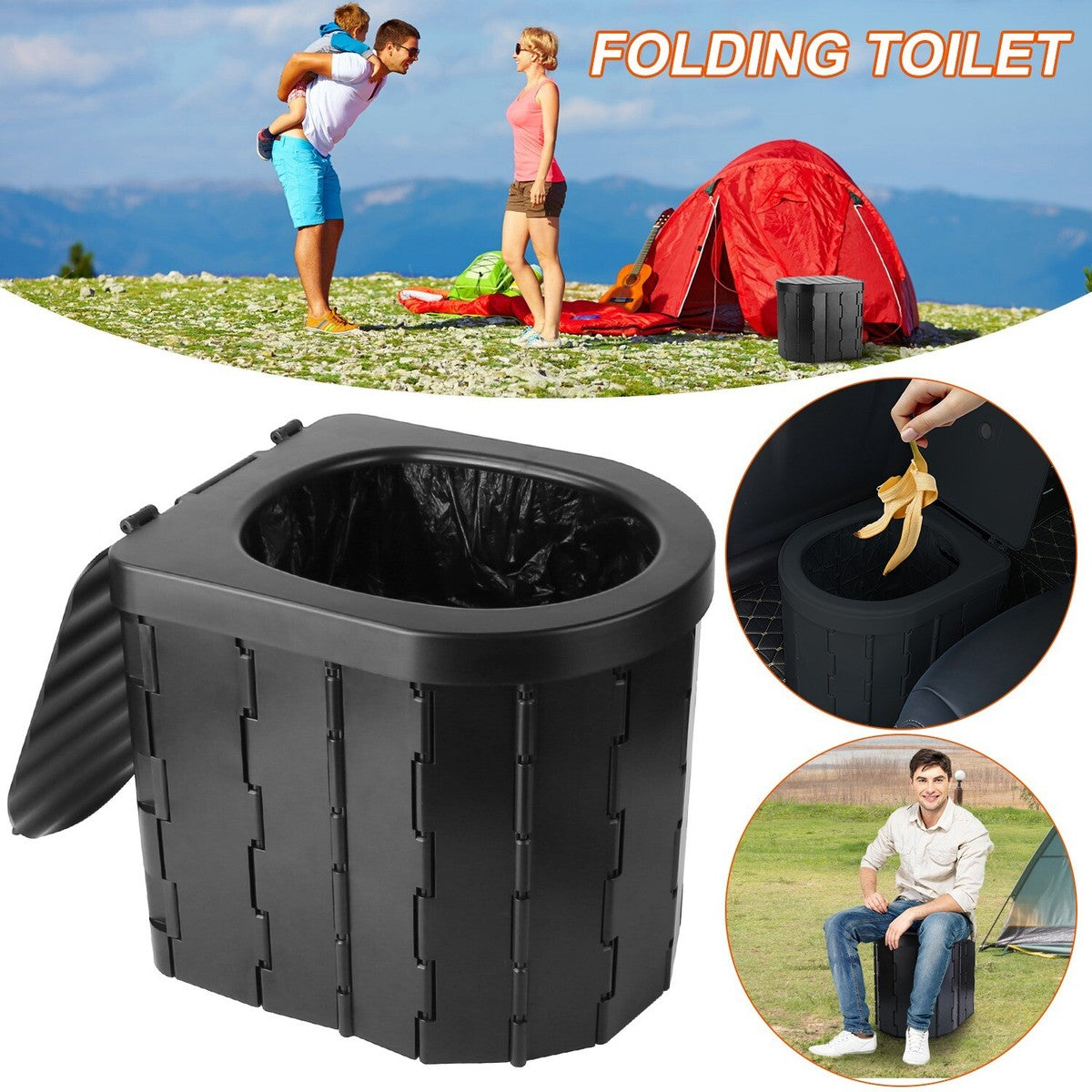 Folding Portable Camping Toilet with Waste Bags