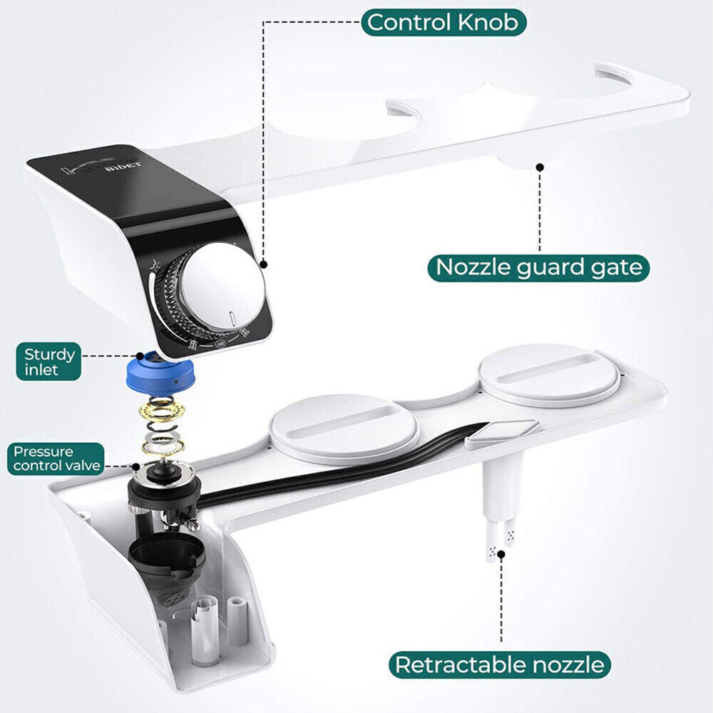 Non-Electric Dual-Nozzle Bidet Attachment – Hot & Cold Inlets