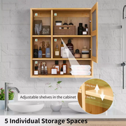Bamboo Wall-Mounted Mirrored Bathroom Cabinet