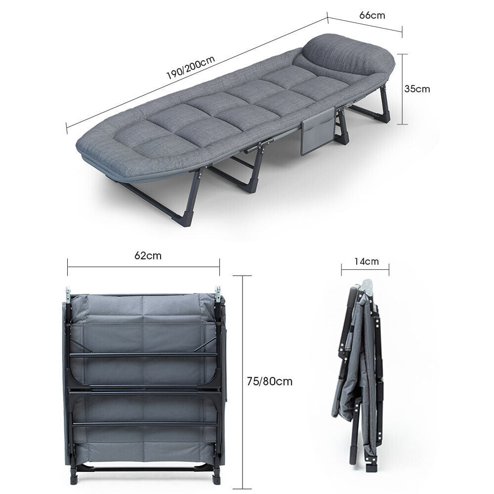 5-Position Folding Camping Lounger with Mattress – Up to 181 kg