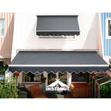 Instahut Folding Arm Outdoor Awning Retractable SunShade Window Canopy Grey