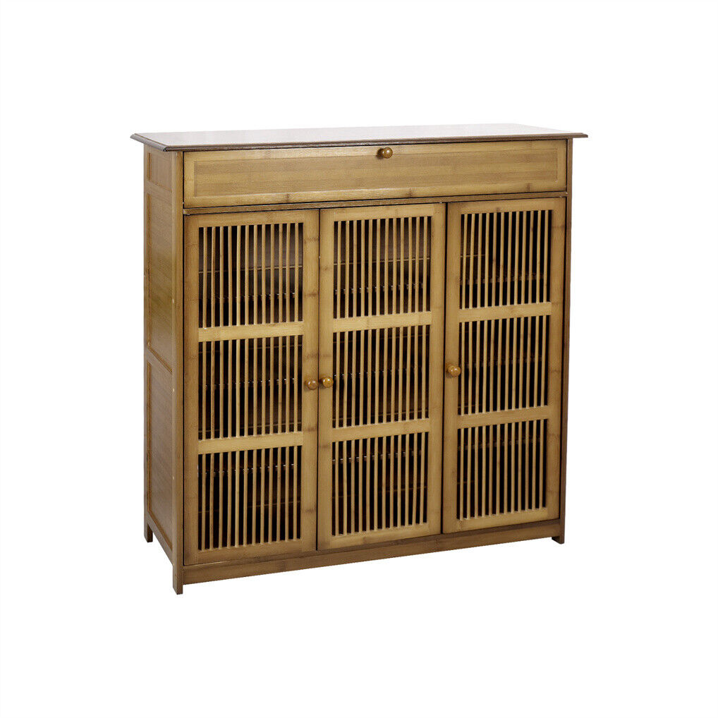4-Tier Bamboo Shoe Cabinet with Large Drawer – 16–18 Pairs