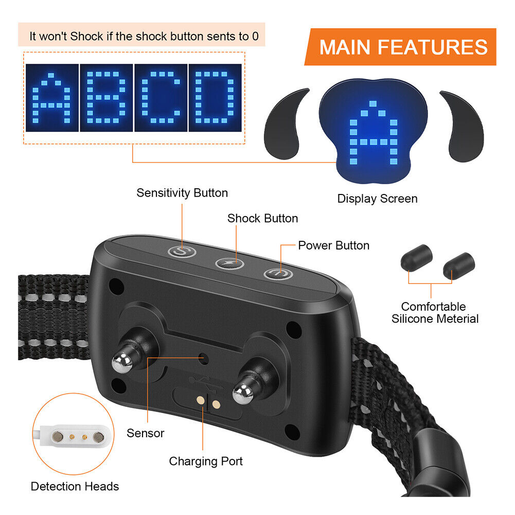 Anti-Bark Electric Shock Pet Dog Training E-Collar Obedience Remote Control AU