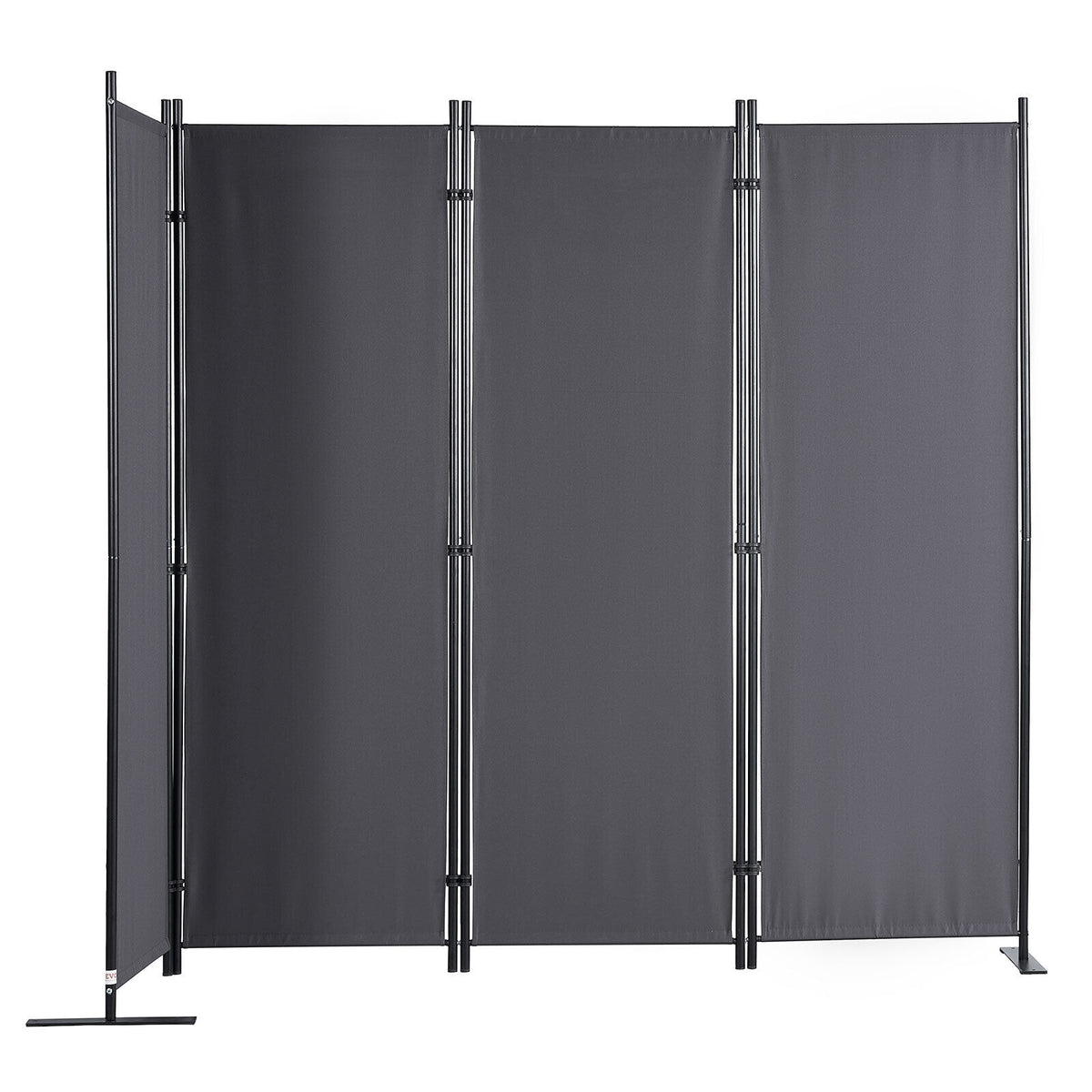 Dark Grey 4-Panel Coated-Fabric Room Divider – 224 × 171cm