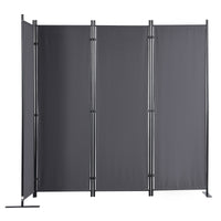 Dark Grey 4-Panel Coated-Fabric Room Divider – 224 × 171cm