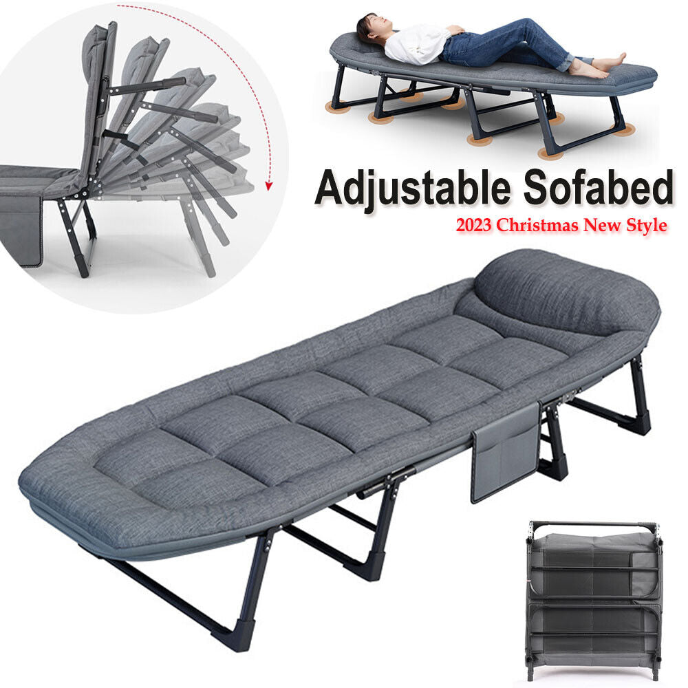 5-Position Folding Camping Lounger with Mattress – Up to 181 kg